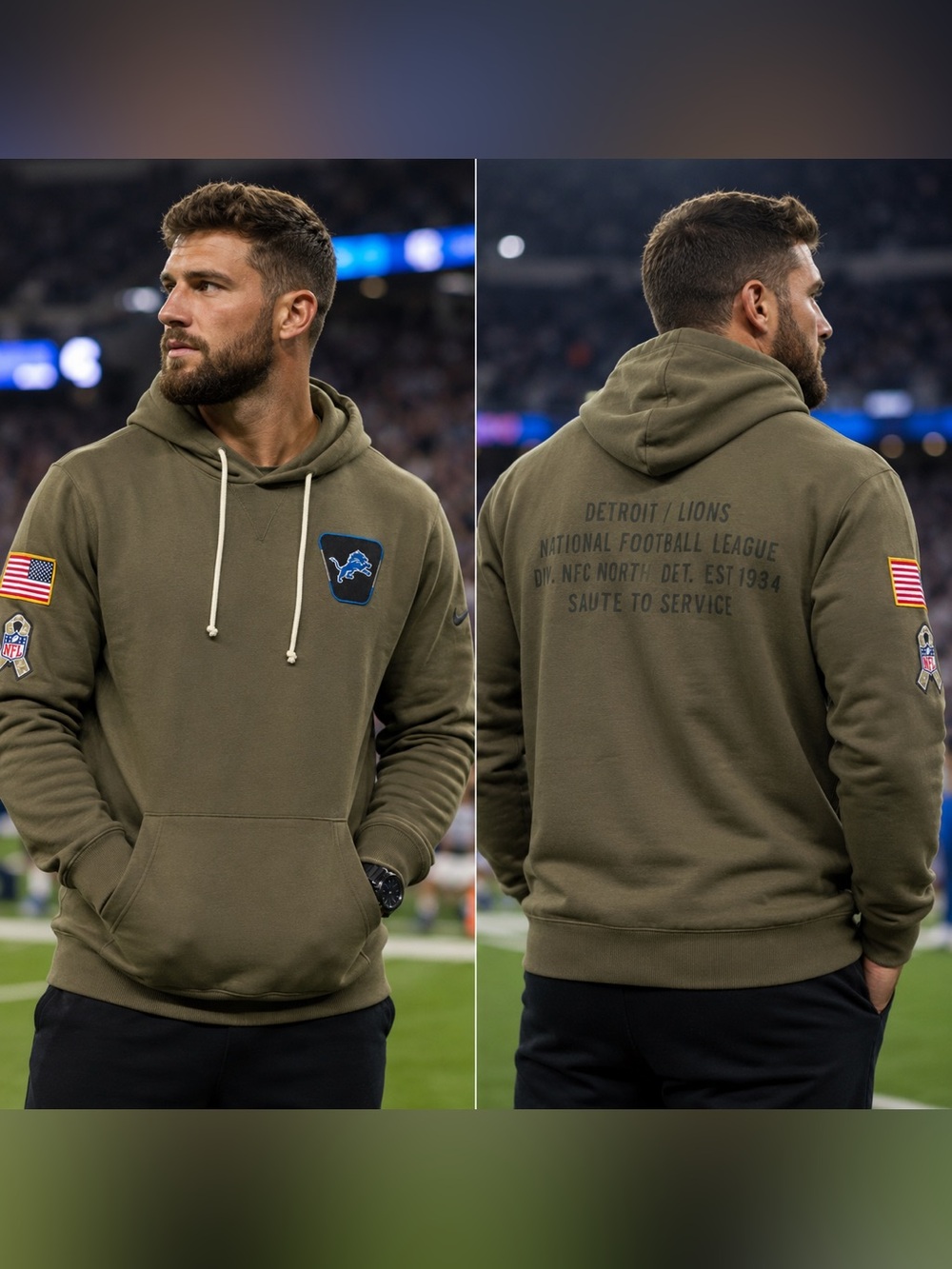 🆕 Detroit Lions Nike Salute to Service Men’s 4XL Hoodie NWT